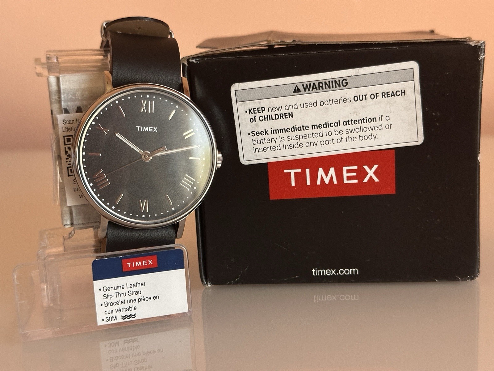 Timex Southview Black and Chrome Genuine Leather Strap TW2R28600