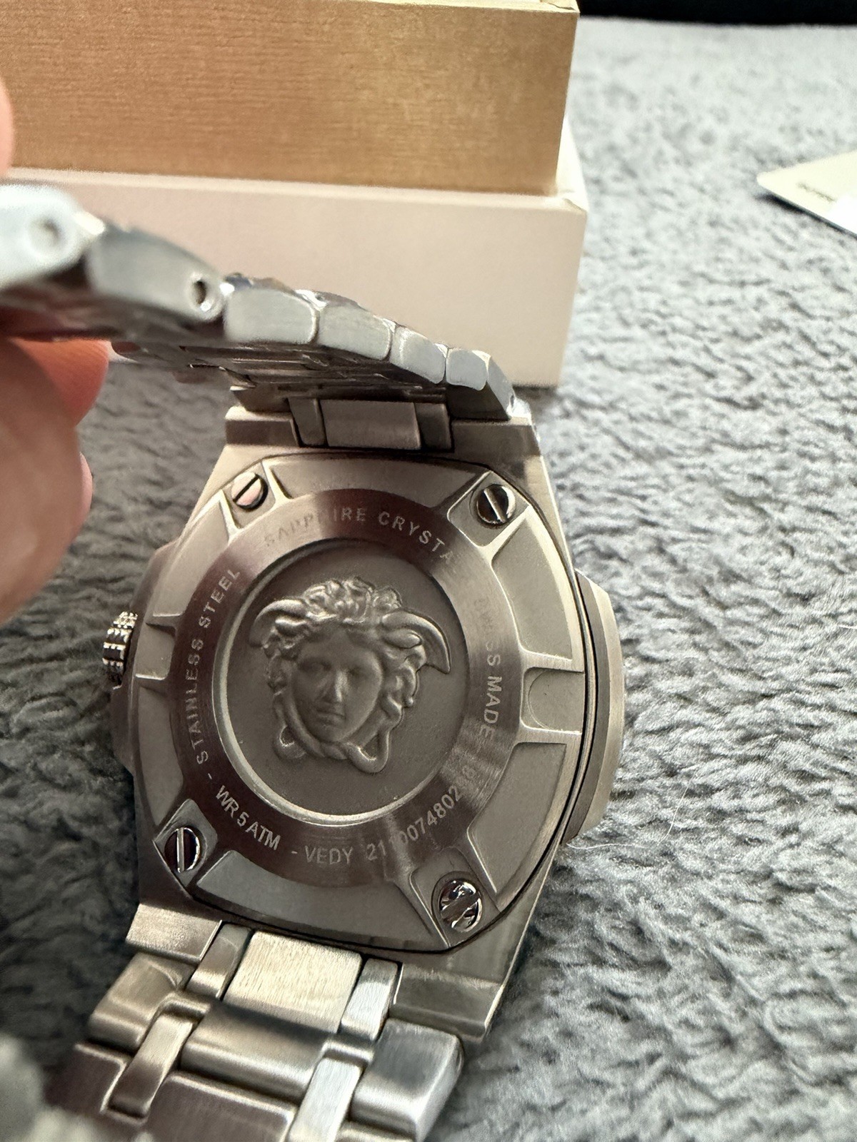 Versace Two-Tone Swiss Made Quartz Date Watch 50m w/ Box & Papers