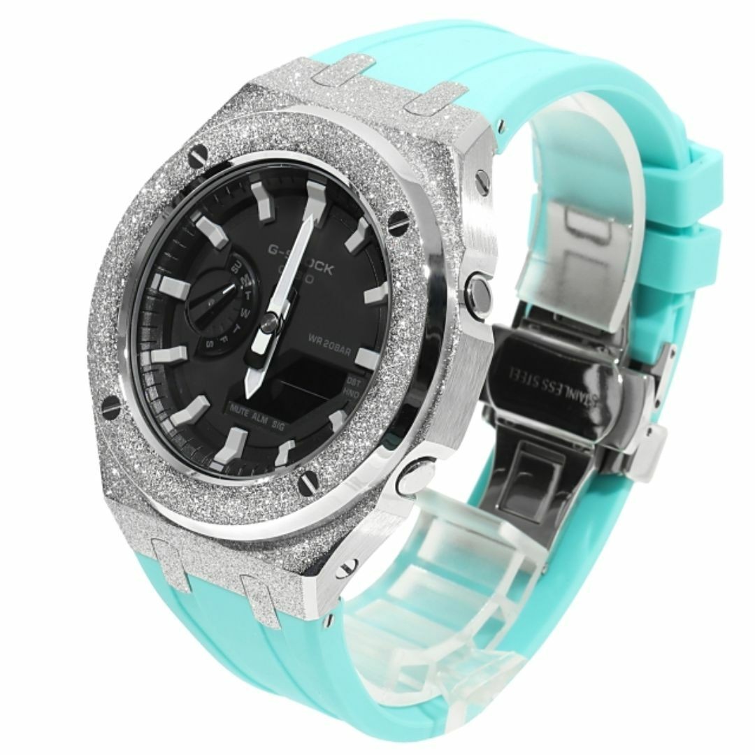 G-Shock GA2100 Custom Frosted Turquoise Rubber Band Casioak Stainless Steel Matt