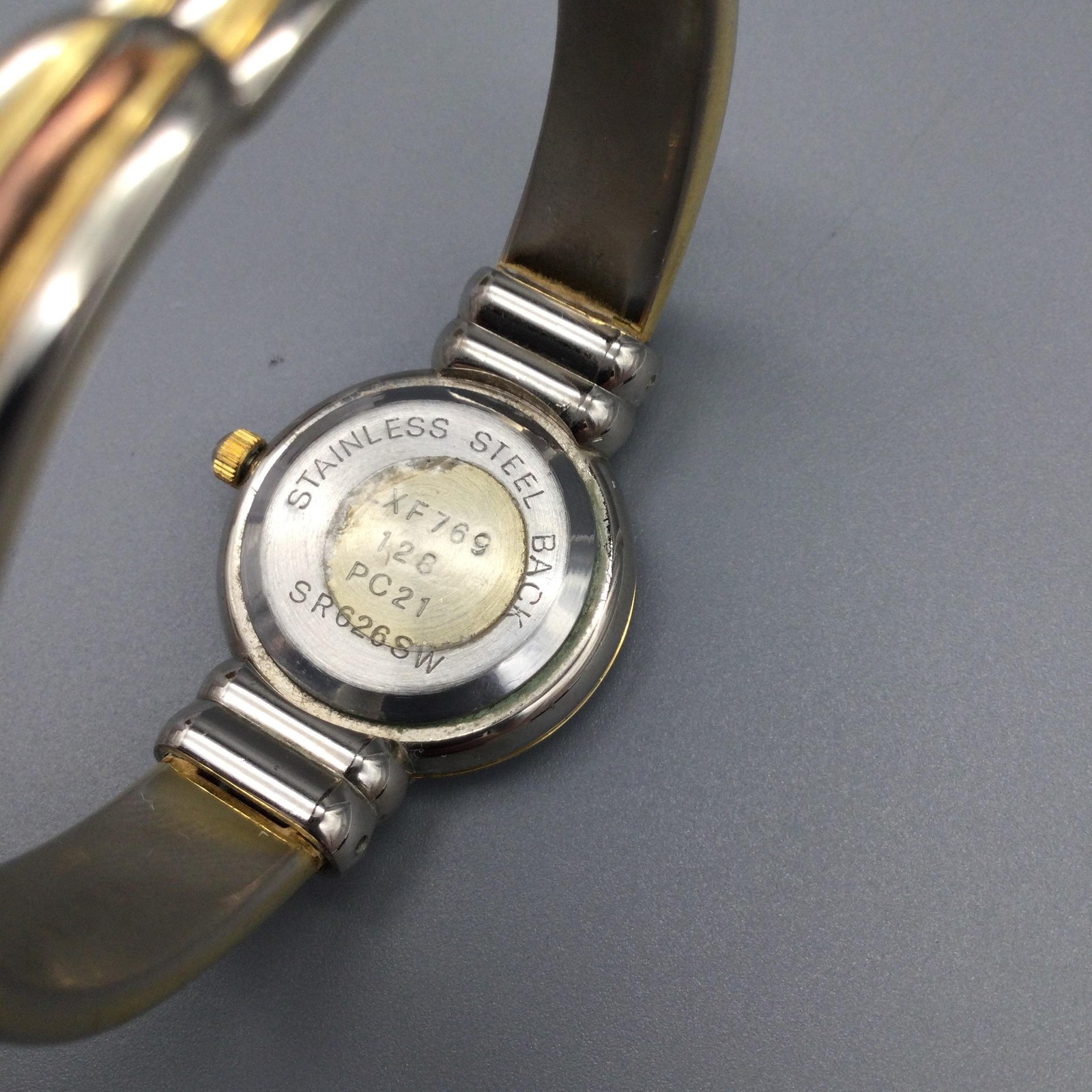 Fabrege Two Tone Womens Watch 25mm Open Cuff Band XF7169 PC21 New Battery