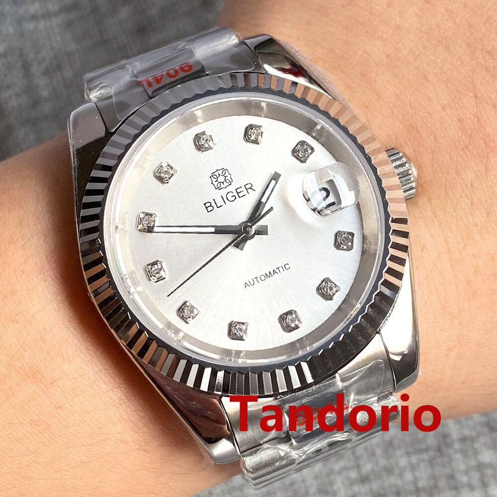 36mm/39mm Sapphire Glass Black Sterile Dial NH35 Automatic Men Watch Date Fluted
