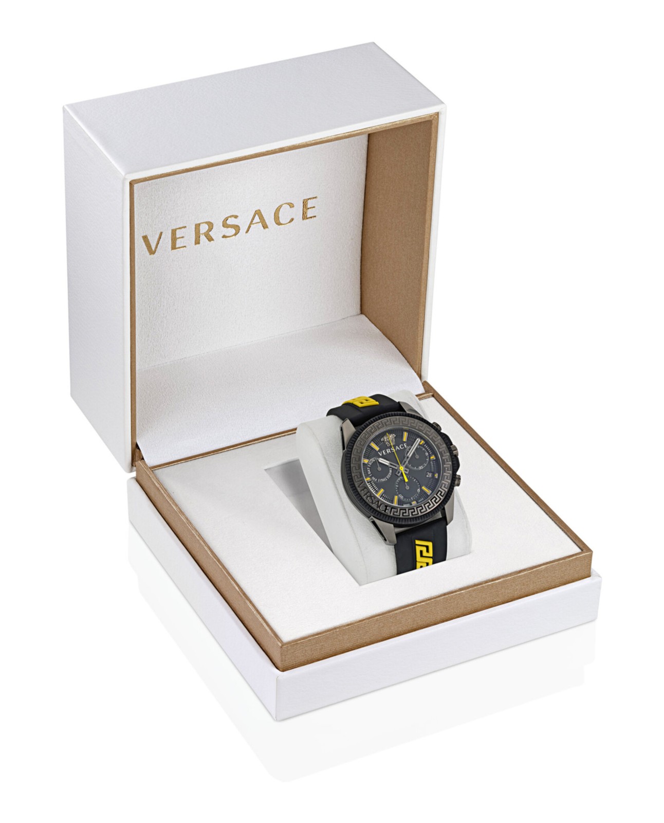 Versace Mens Greca Action Chrono IP Gunmetal 45mm Strap Fashion Watch