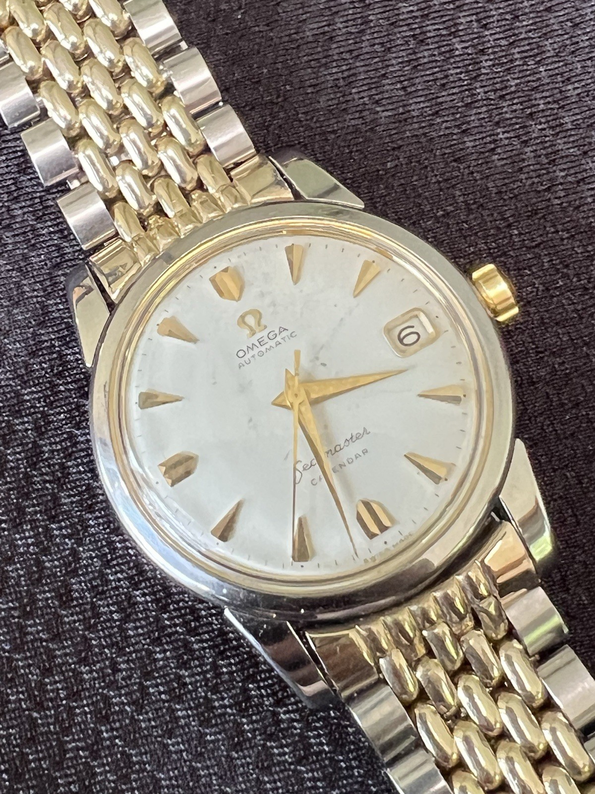 Vtg Omega Seamaster Calendar Watch, Auto Beads of Rice & Arrow Markers, Ref 2849
