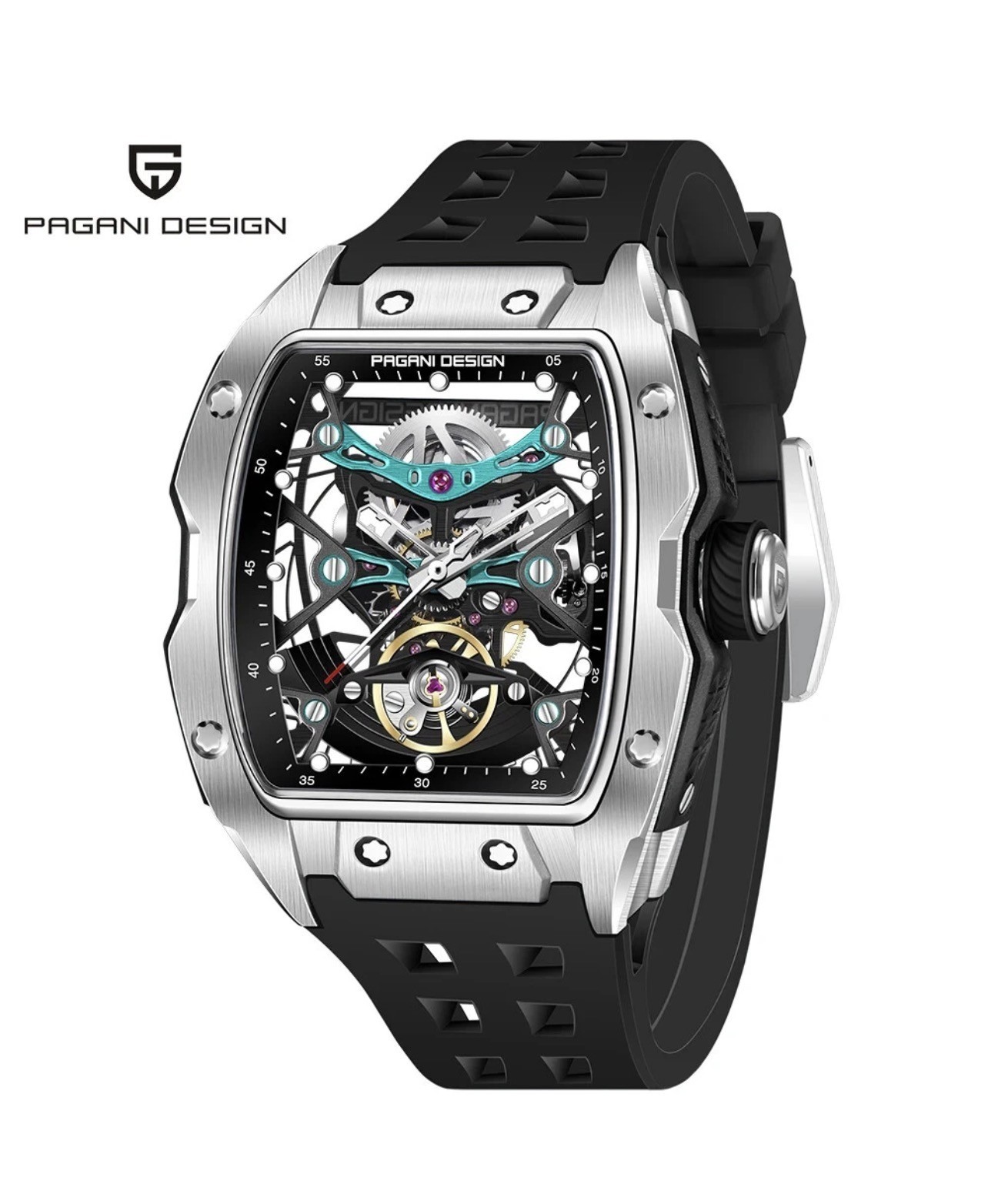 PAGANI DESIGN 42MM PD-YS018 Skeleton Dial Mechanical Watch 50M Waterproof