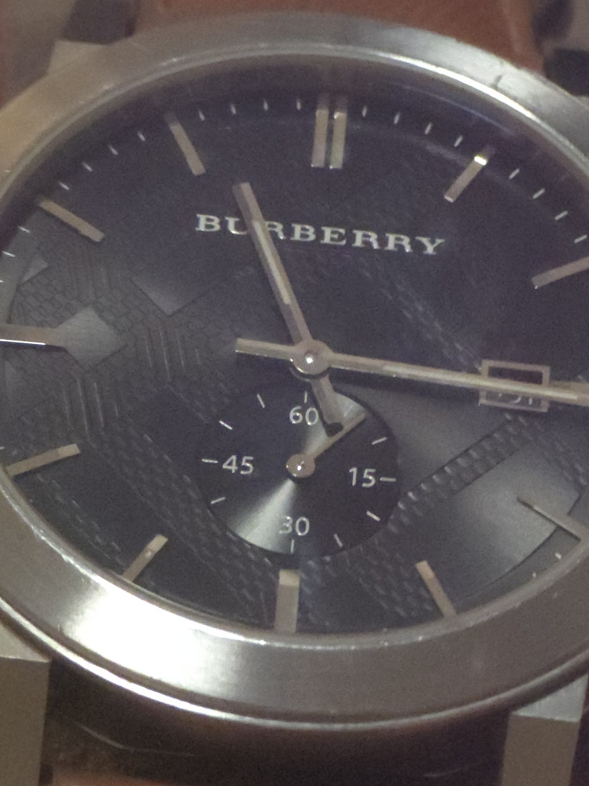 Burberry BU9905 The City Swiss Sapphire Black Dial Brown Leather Box Papers