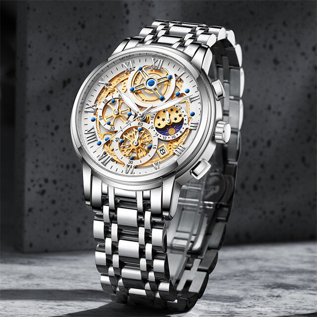 Classic Men Watch Stainless Steel Quartz Luminous Wristwatch Business Waterproof