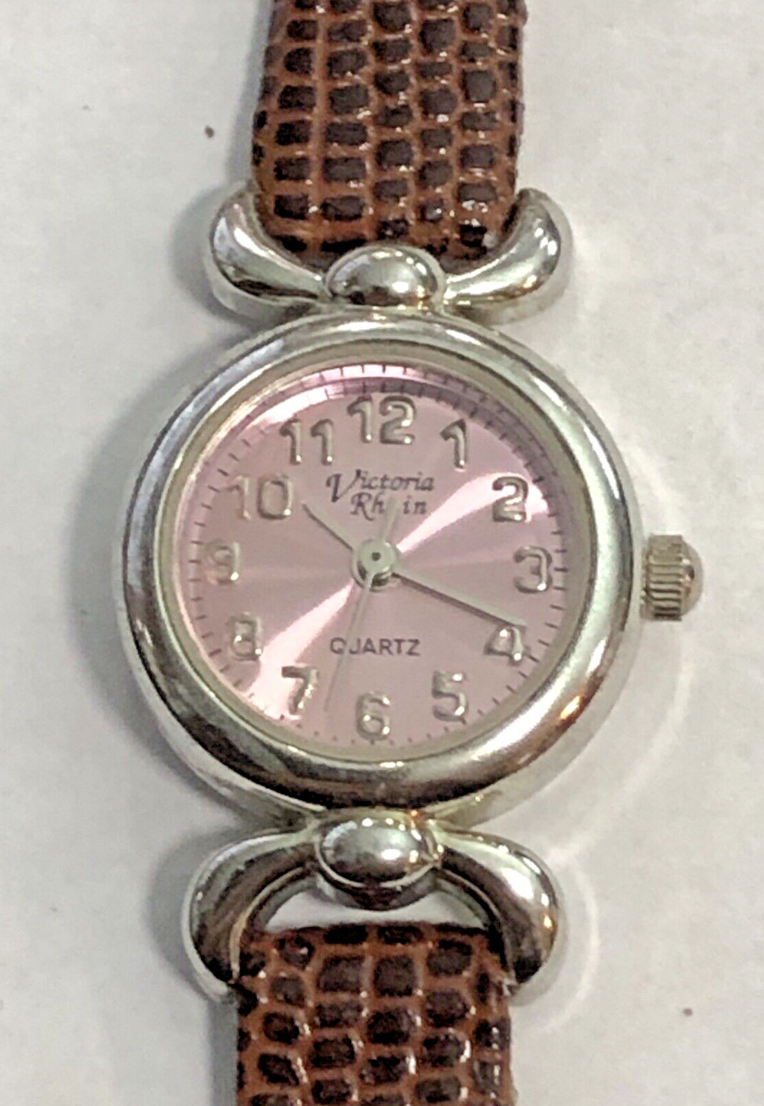 Victoria Rhein Women’s Watch 10 mm Genuine Leather Strap Quartz New Battery pink