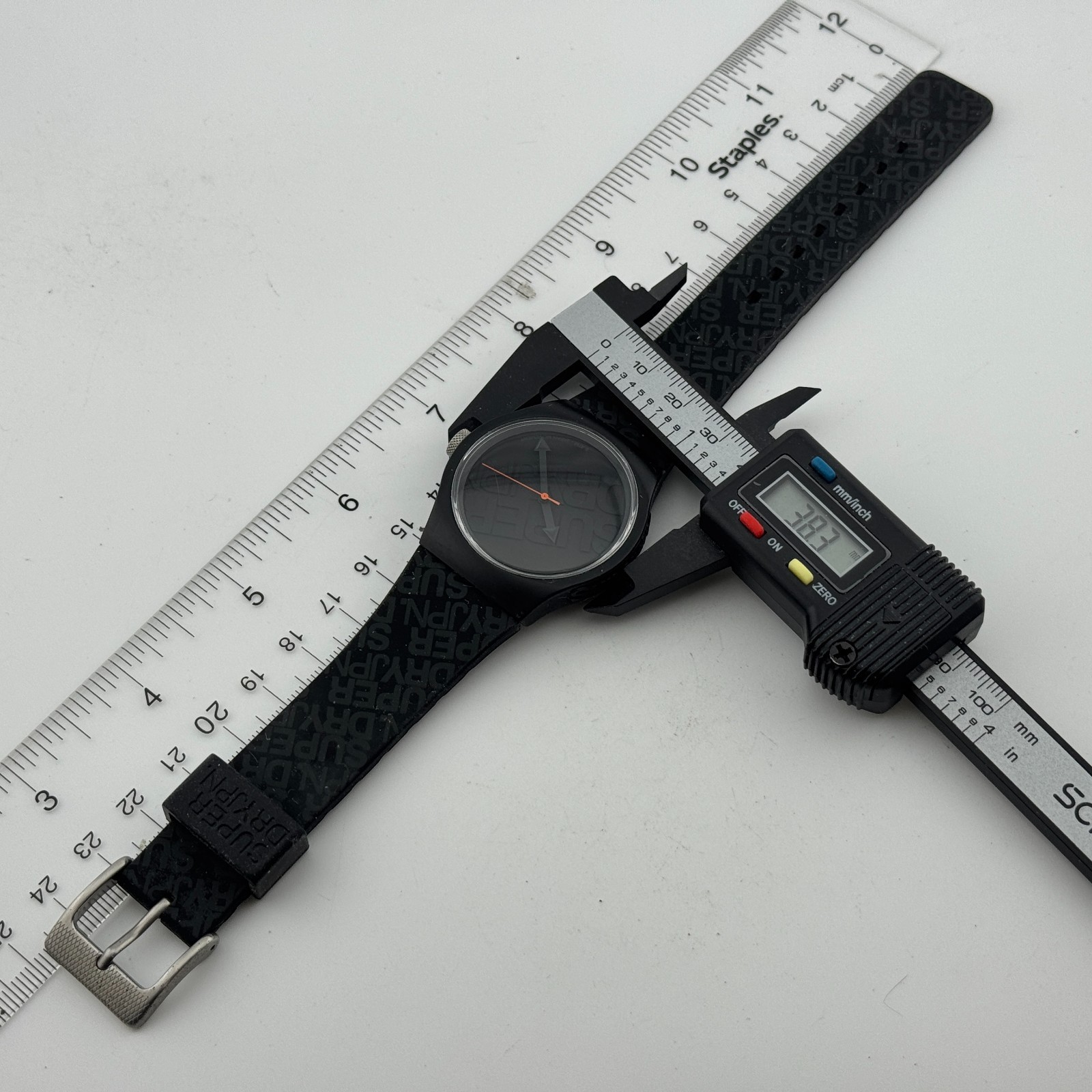 Super Dry JPN Quartz Watch Men 50m Black Plastic Rubber Japan Analog New Battery