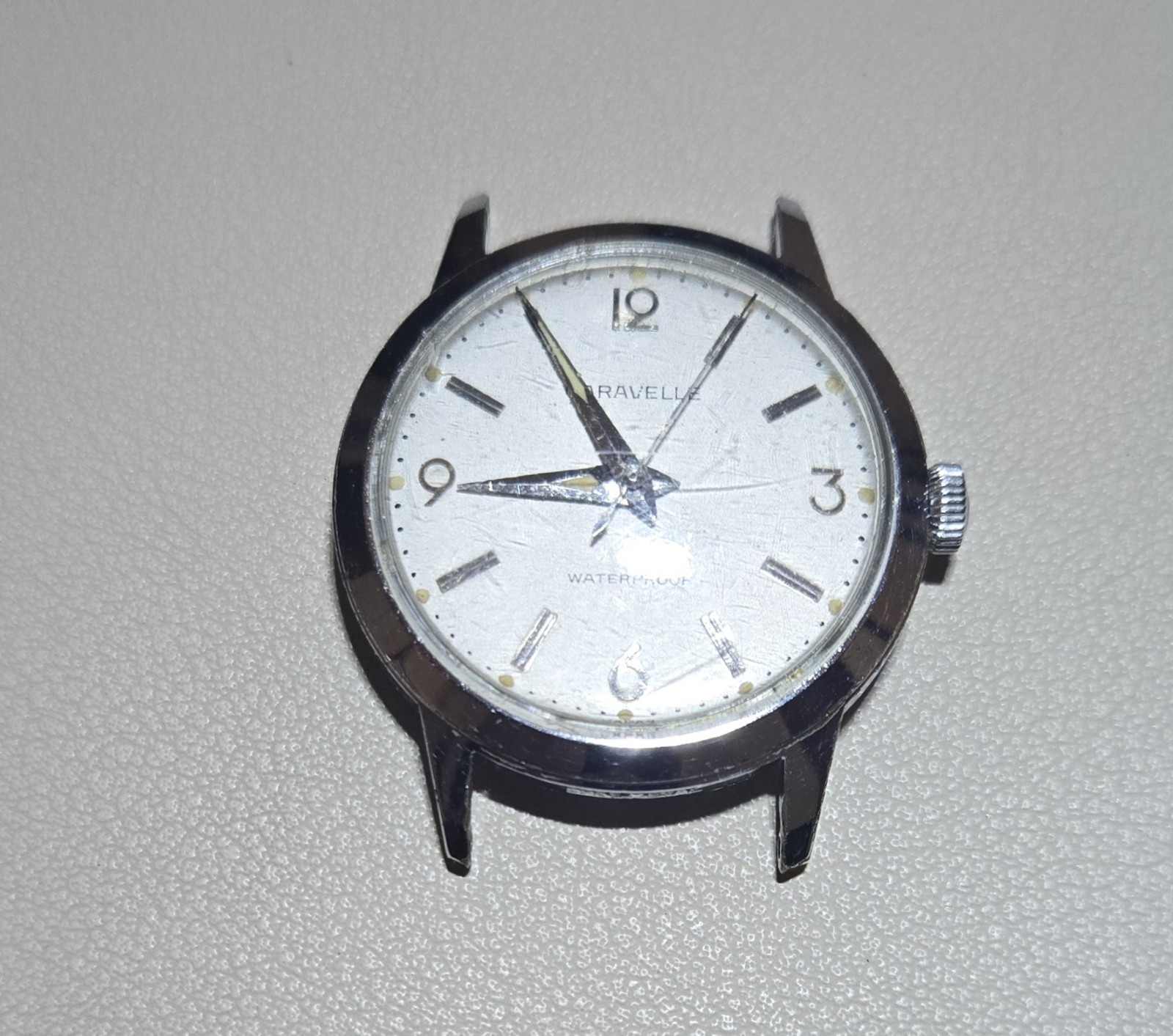 Caravelle Men’s Vintage Manual Wind Watch White Dial Silver Bracelet 33mm