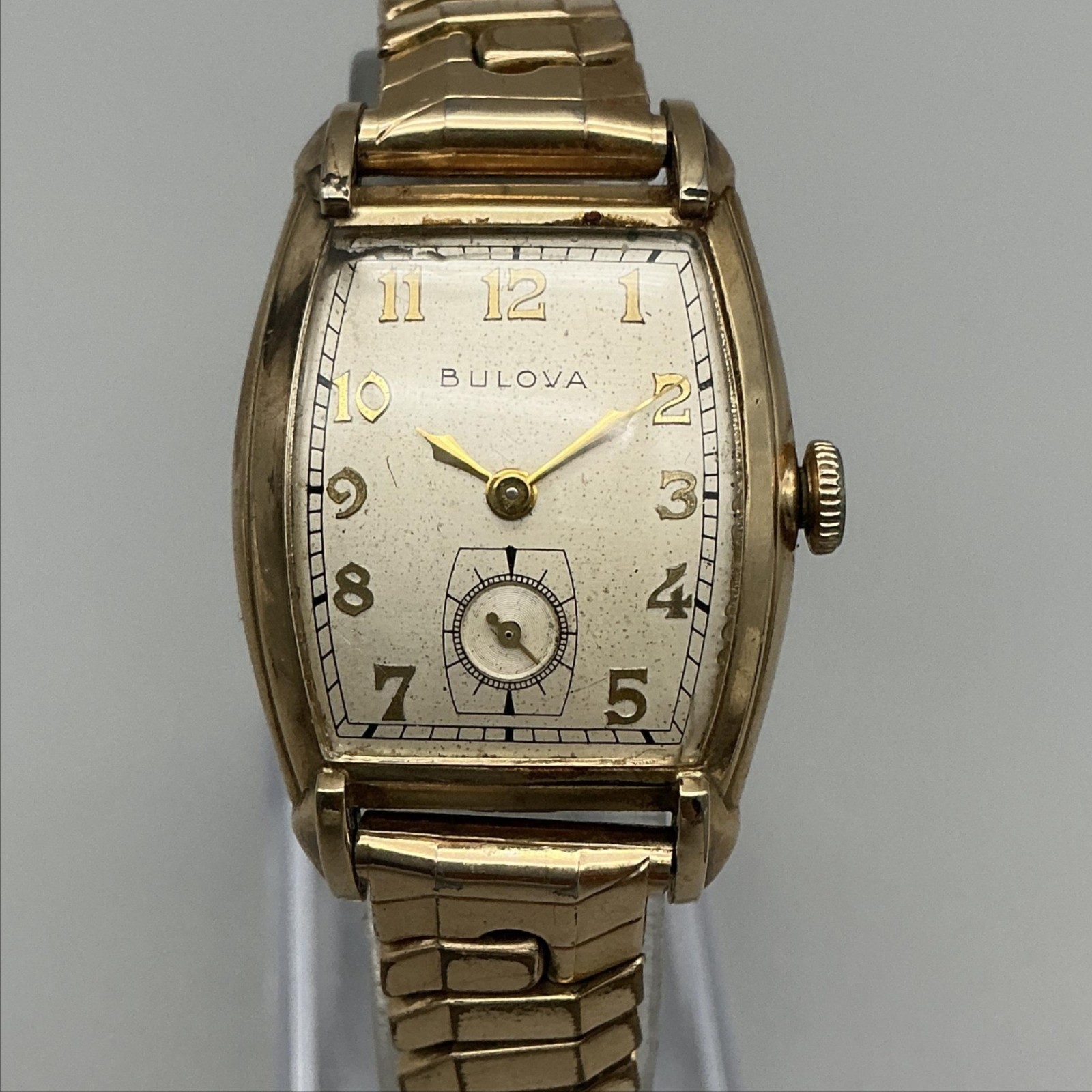 Vintage Bulova Lexington Mens Watch 25mm 10K Gold Filled Manual Wind Tonneau