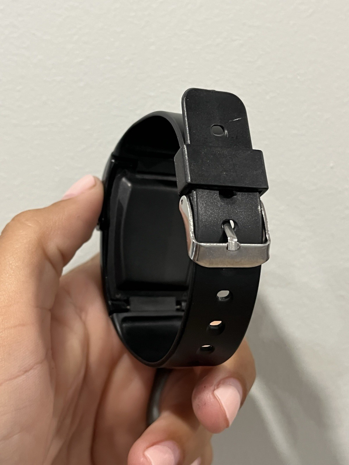 Digital Calculator Wristwatch Black Plastic Two-Piece Strap Rectangle Gray Dial