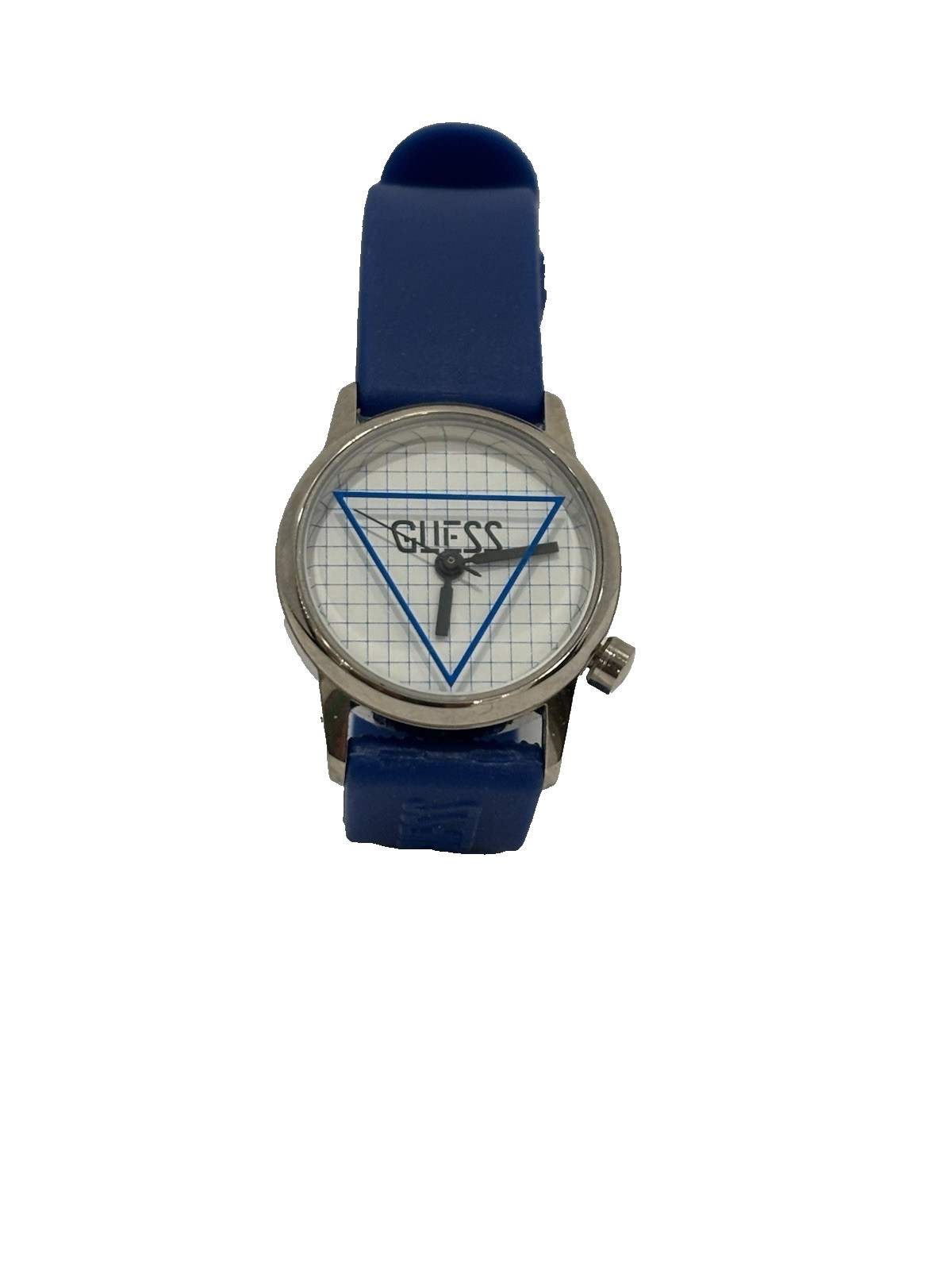 Vintage 1989 GUESS Watch Blue Grid Dial Geometric Sport Minimalist WORKING
