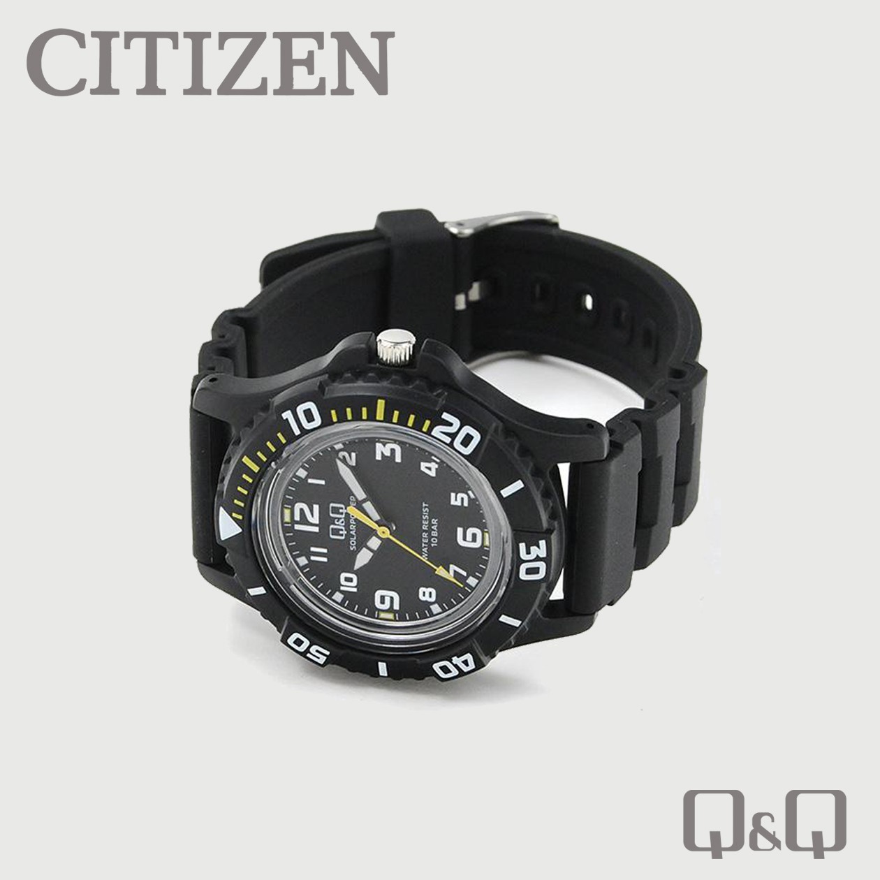 CITIZEN Q&Q Solar Divers Style Watch 100m (10ATM) Black E02A-001VK JDM Model