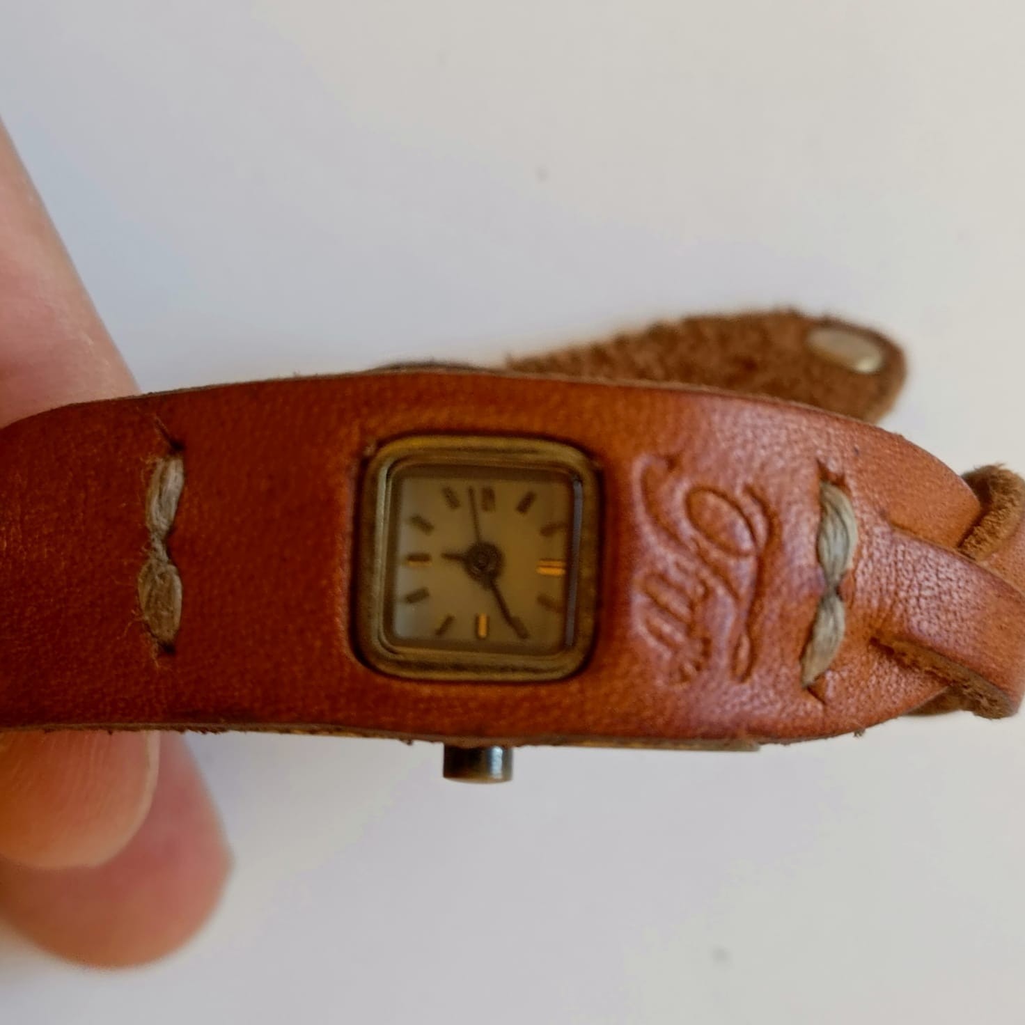 Vintage Leather Cuff Watch Women’s Braided Strap Square Dial Boho Retro Wristwat