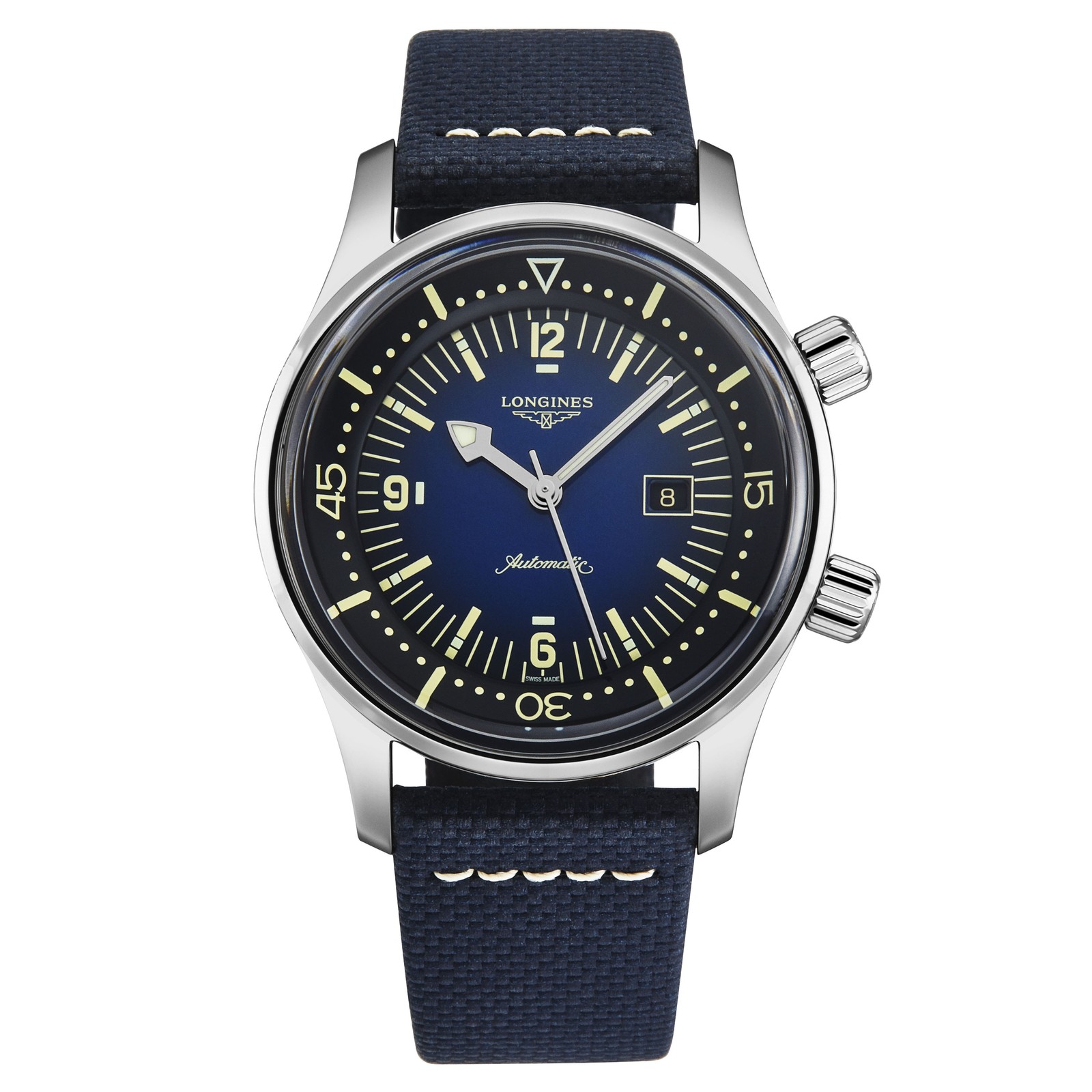 Longines Legend Diver Automatic Blue Fabric Date Unisex Watch L3.374.4.90.2