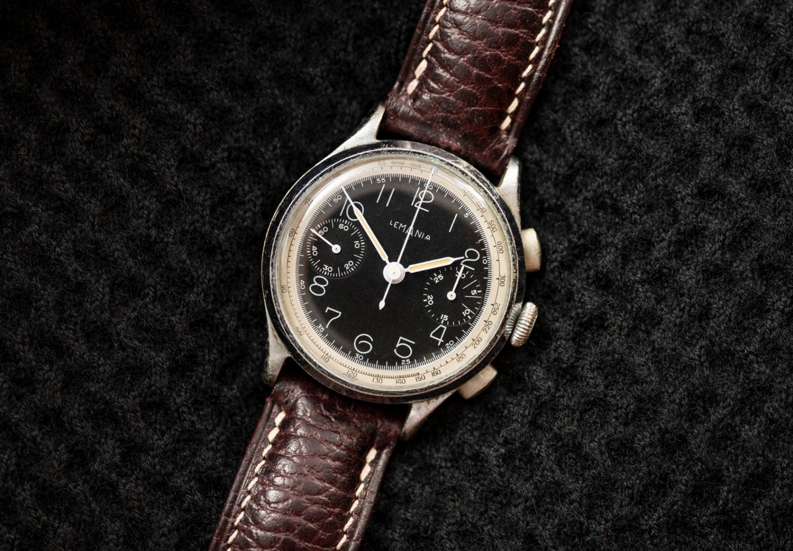 Lemania 15TL Chronograph Watch – Black Dial – Tachymeter – Circa 1938-1942