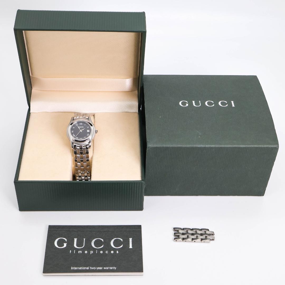 Working Excellent GUCCI Watch 5500L Date Black Roman 3795
