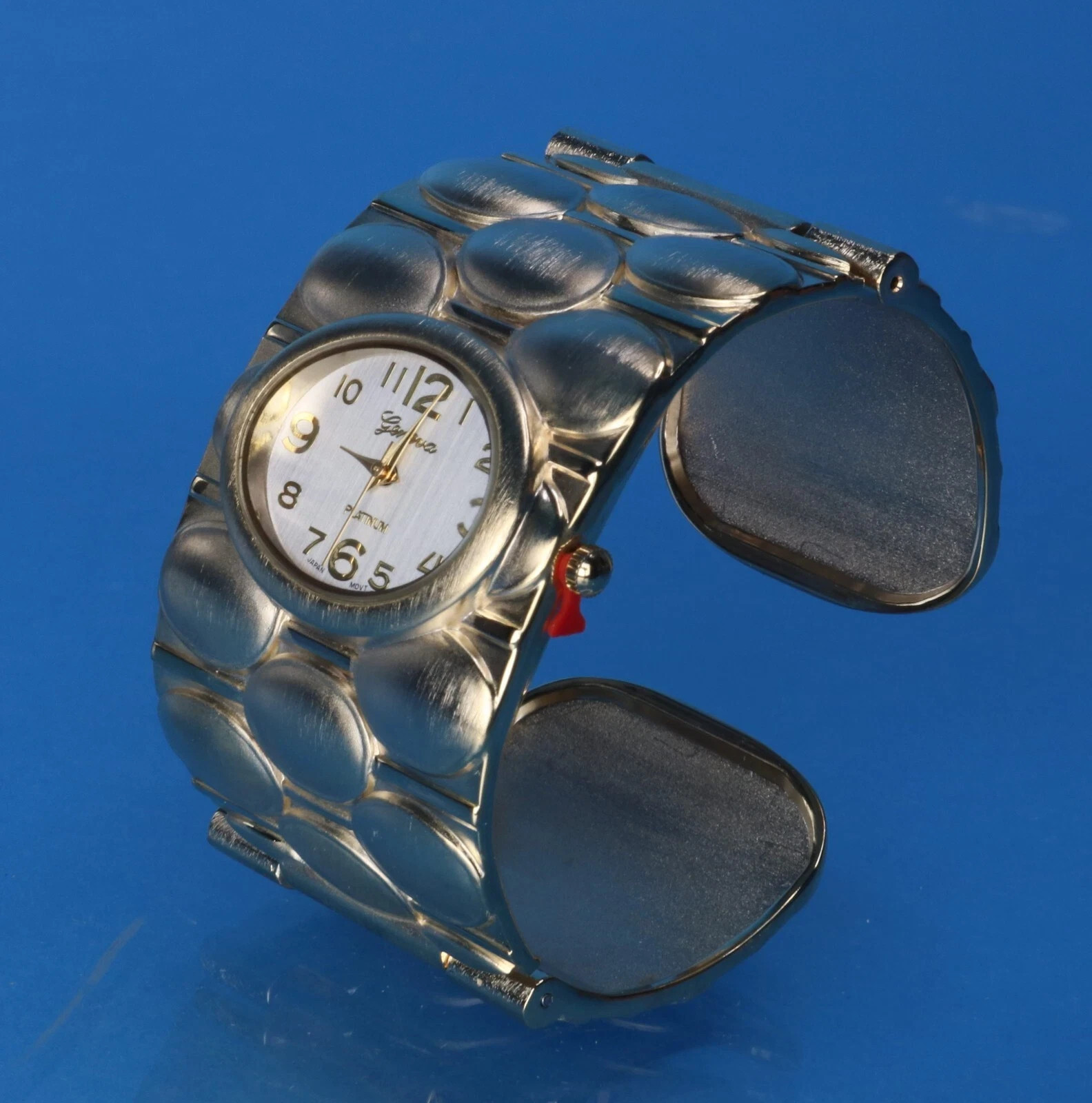 Women Designer Style Gold Finish Fashion Wide Bangle Cuff Fashion Watch