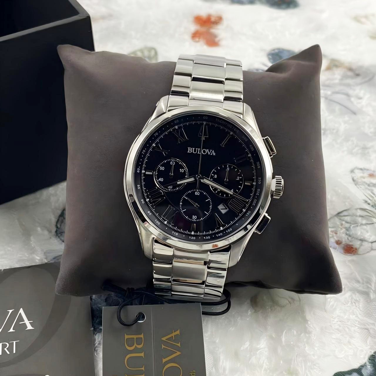 Bulova 96B288 Men’s Wilton Watch Black Dial Men’s Quartz Chronograph Watch 46 mm