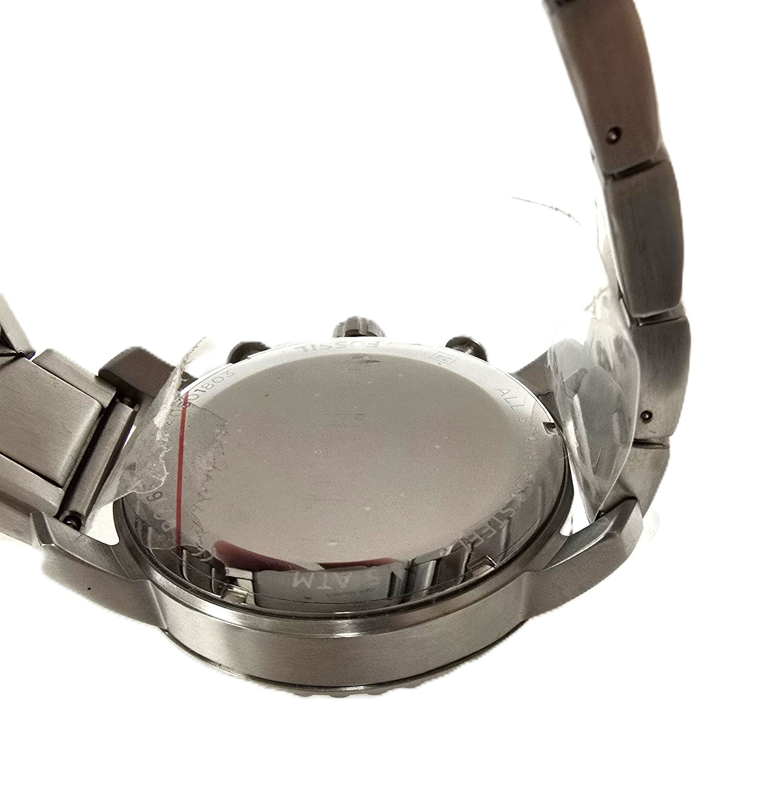 NEW FOSSIL SILVER TONE S/S,CHRONOGRAPH LARGE WHITE DIAL BRACELET WATCH BQ1653IE