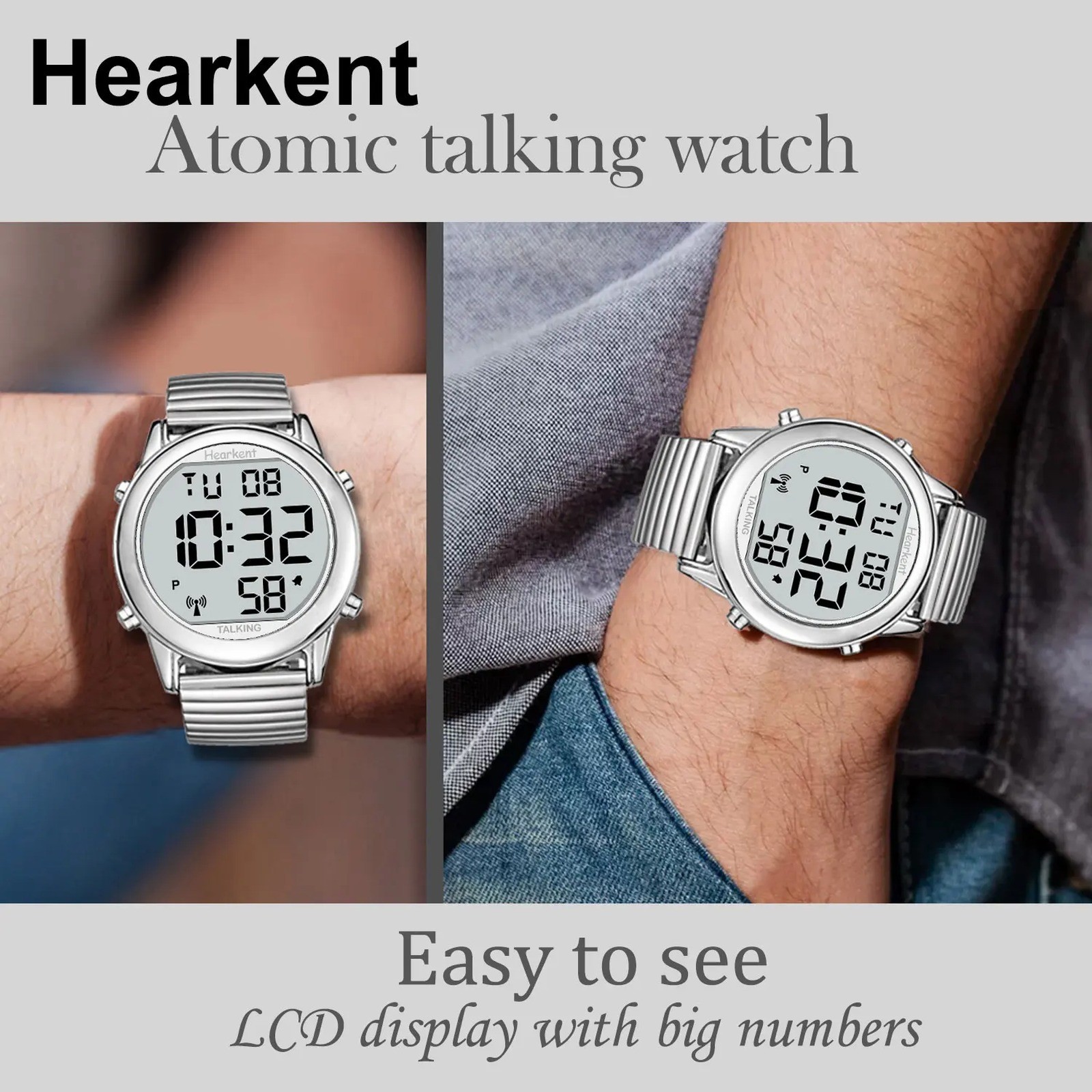 Hearkent Atomic Talking Watch for Blind Elderly Men – Radio Controlled Alarm