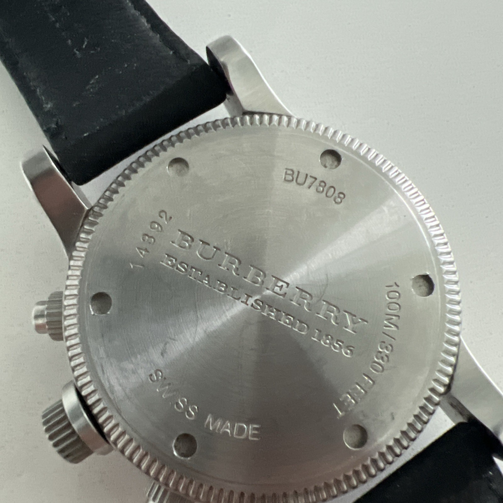 Burberry Swiss Made Quartz Men’s Watch Leather Strap 100m BU7808 Needs Battery