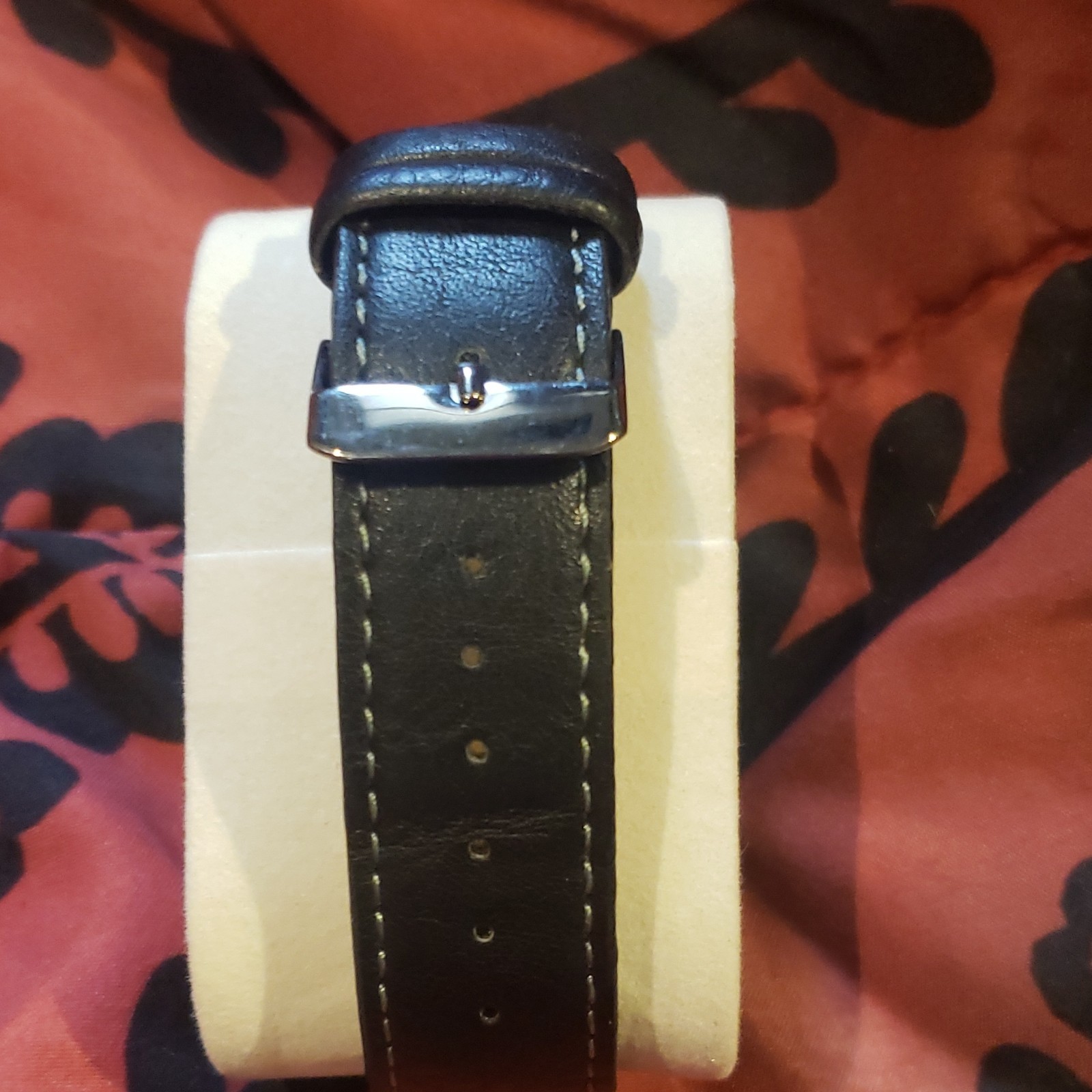 Caribbean Joe men’s wristwatch featuring faux chronograph, black leather & case