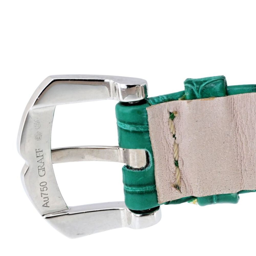 Graff 18K White Gold Butterfly Green Emerald Limited Edition 32mm Dial Watch