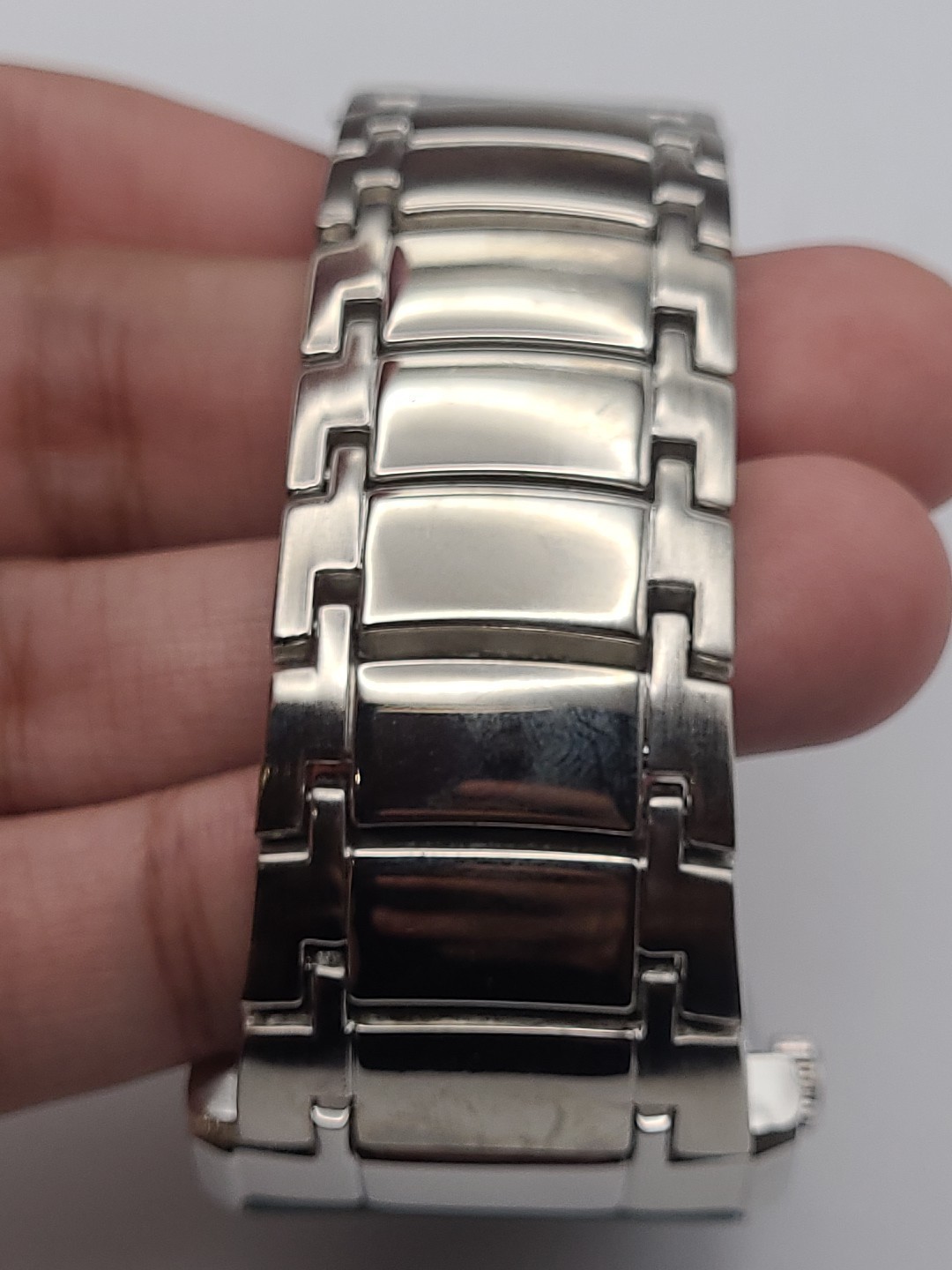Chrome Men’s Watch Silver Tone Black Dial Stainless Steel New Battery Working