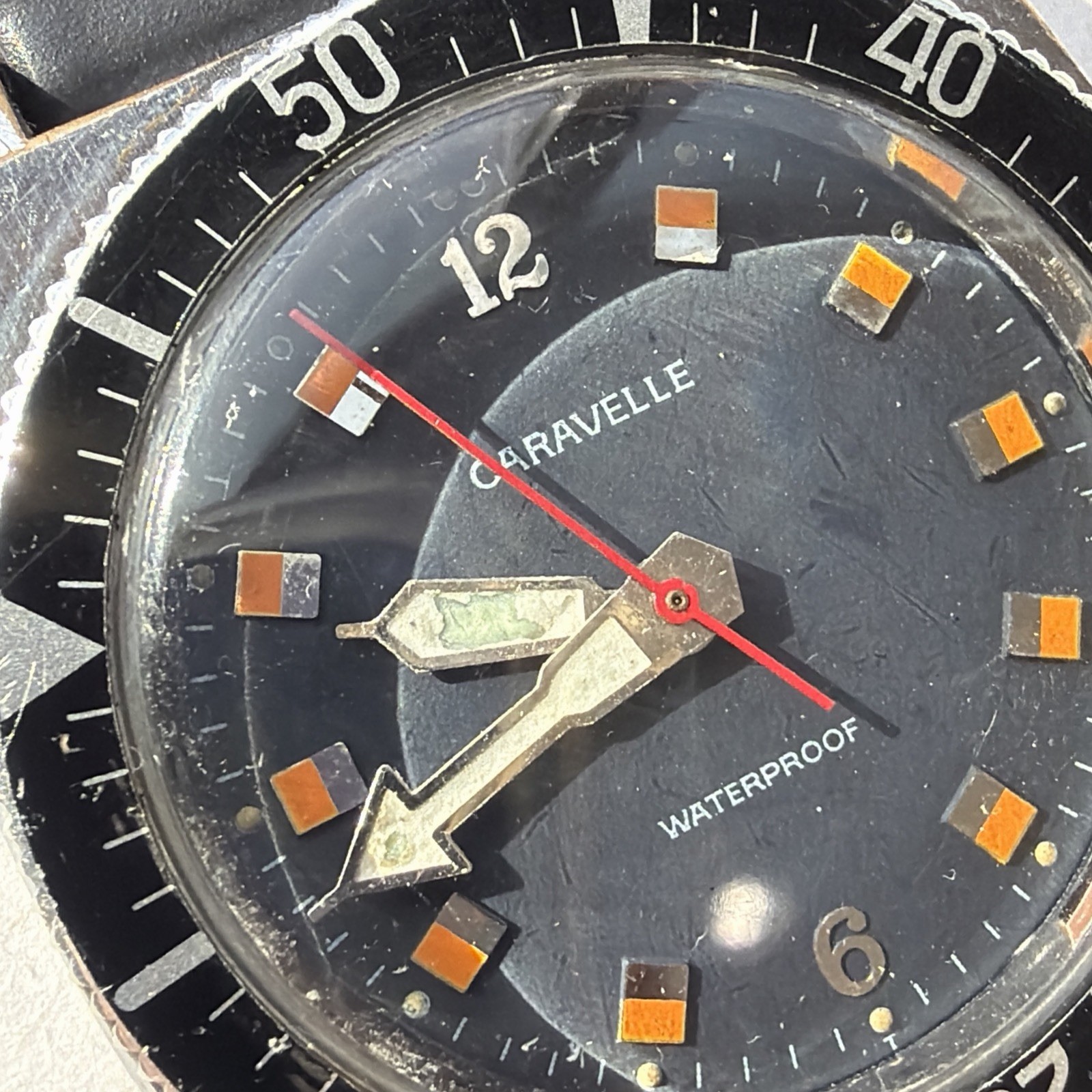 AS53 CARAVELLE VINTAGE DIVER Black Bezel Orange-Black Dial WATERPROOF Running**