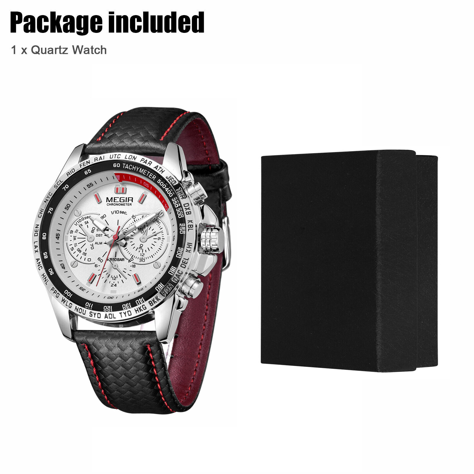 Waterproof MEGIR Men’s Stainless Steel Analog Sports Quartz Military Wrist Watch