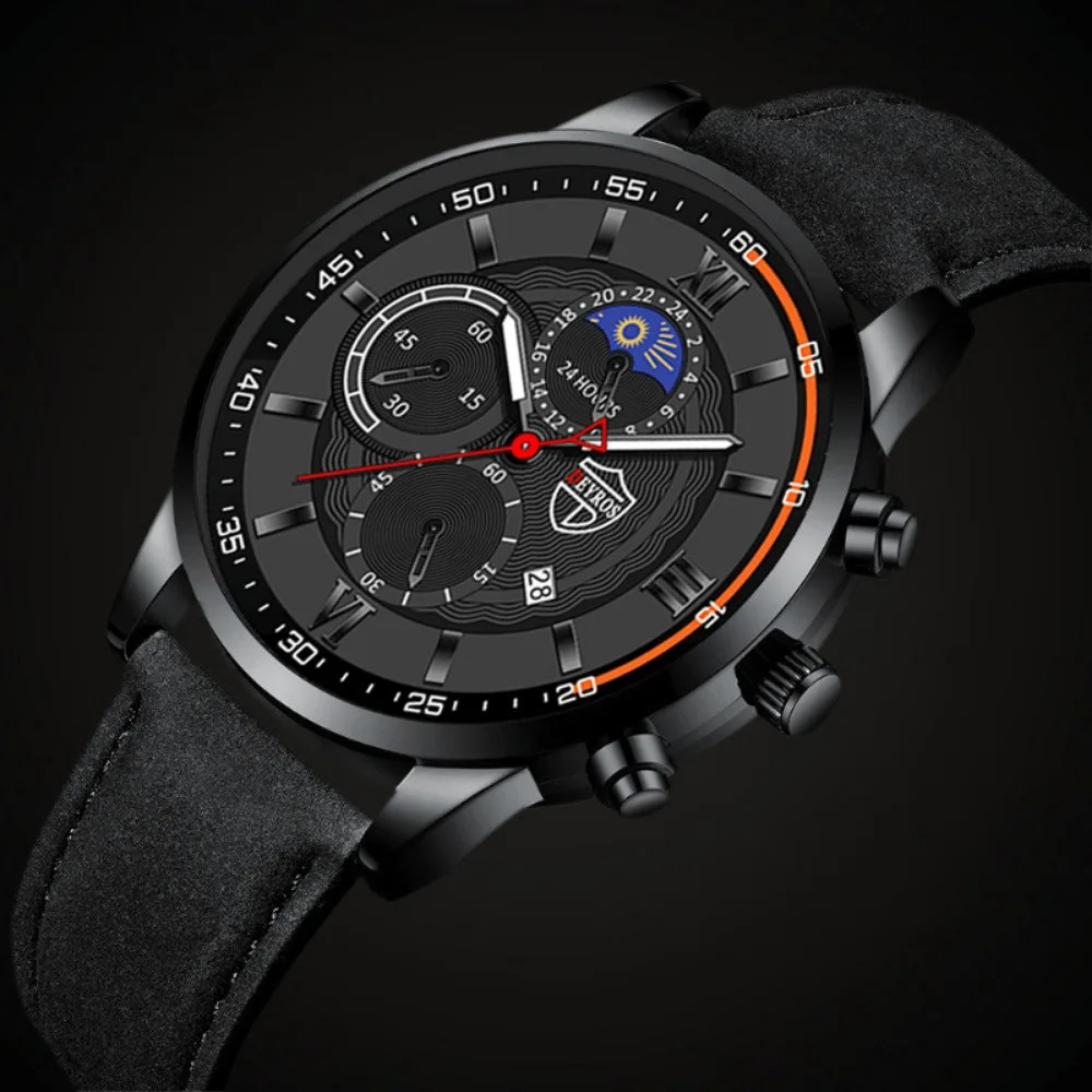 Men’s Classic Analog Quartz Watch with PU Leather Strap – Perfect Gift for Him