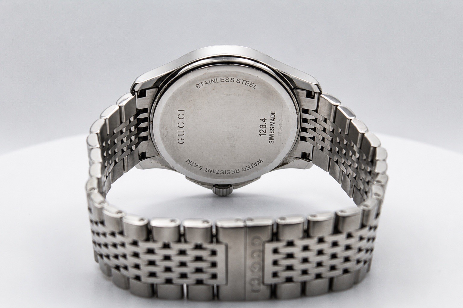 GUCCI YA126406 Brown Dial G Timeless Date 126.4 Series Silver Tone Men’s Watch