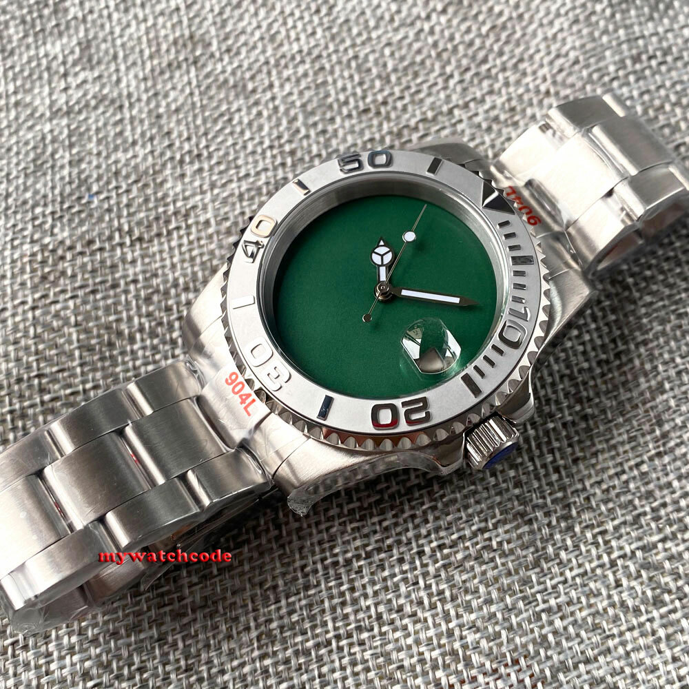 40mm Bliger Blank Black White Blue dial NH35 Automatic Mens Watch Sapphire glass