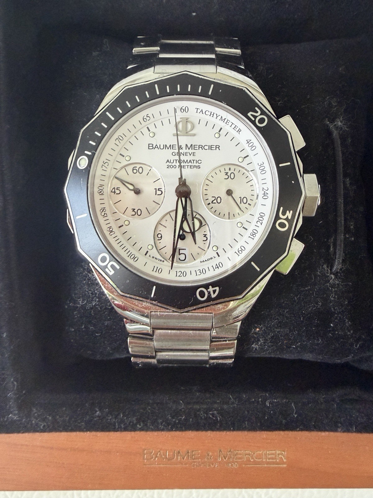 Baume & Mercier Riviera Auto Chronograph 40mm White Dial 200m SS Bracelet