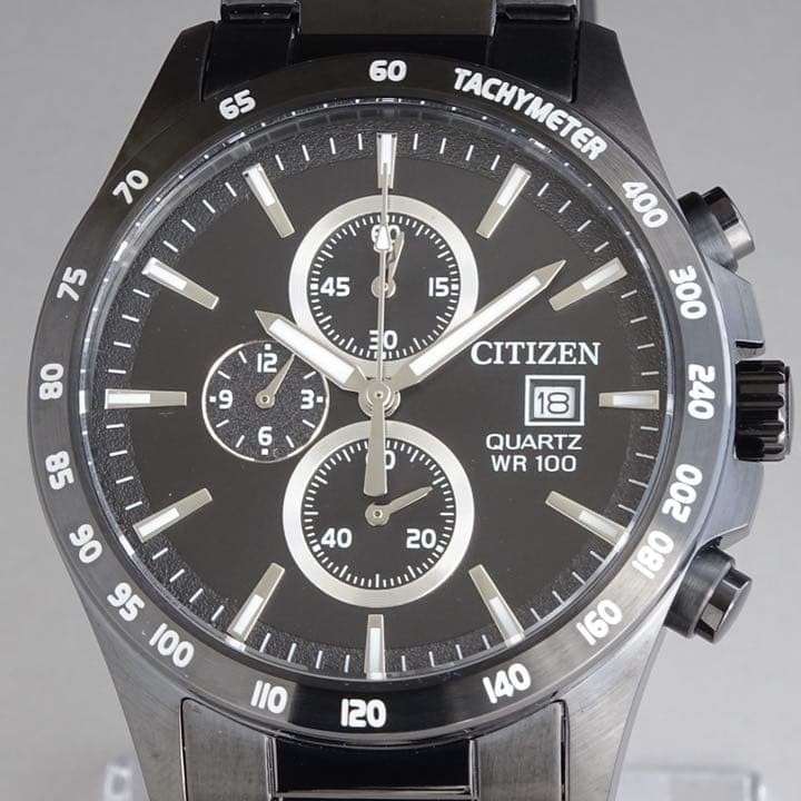 New Citizen Men’s Wristwatch Chrono 42mm Black Dial Waterproof