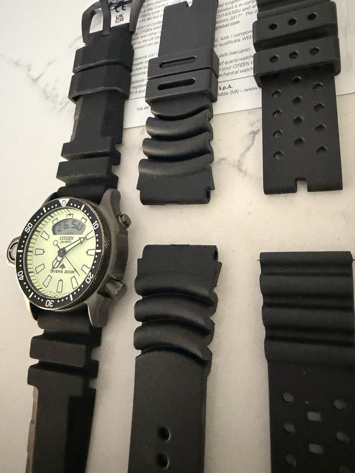 Citizen Promaster Aqualand Full Lume Dial JP2007-17W LK/NW B/P Straps Scuba Case