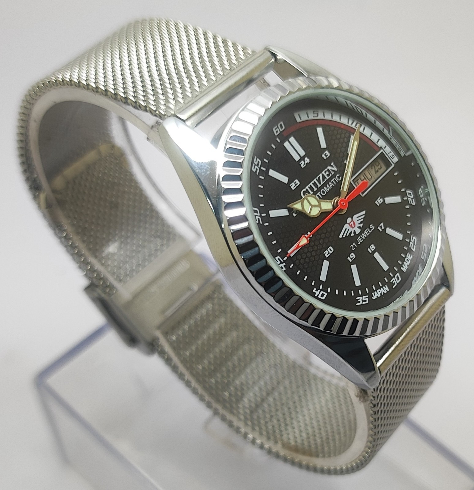 Refurbished Automatic Men’s Watch Day Date | Classic Vintage Style Steel Strap
