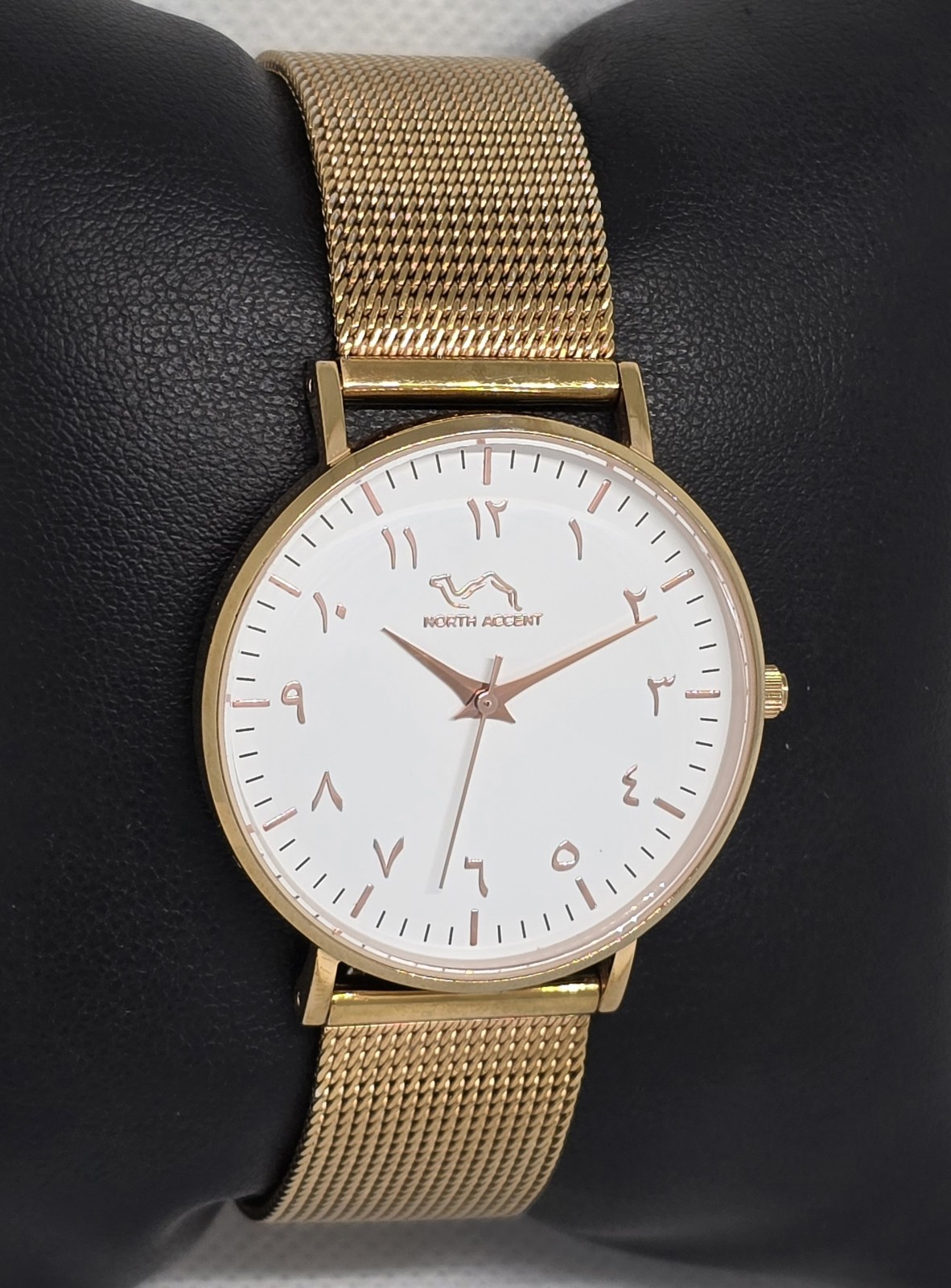 Unisex North Accent Classic Arabic Numerals Rose Gold Mesh Band Watch 13