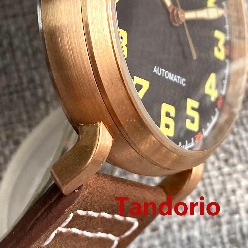 46.5mm Tandorio CUSN8 Solid Bronze case Black Dial NH35A Big Automatic Men Watch