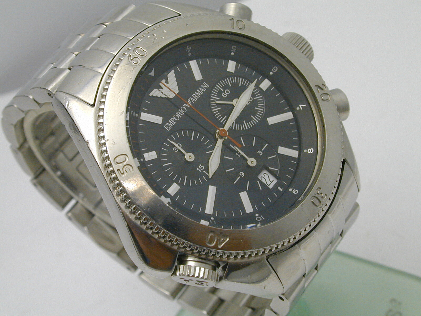 EMPORIO ARMANI DIVER CHONOGRAPH WITH INNER ROTATING BEZEL RUNNING GREAT