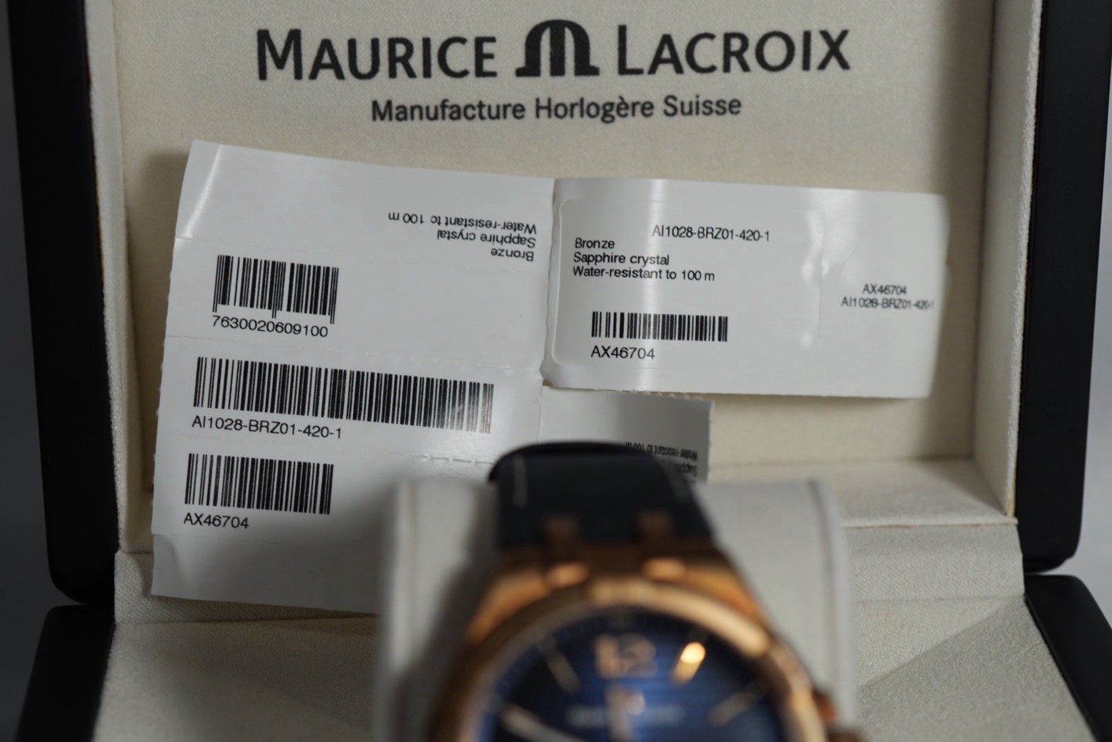 1/500 Maurice Lacroix AIKON Bronze Quartz 44mm Blue Dial Date 100m Box Papers
