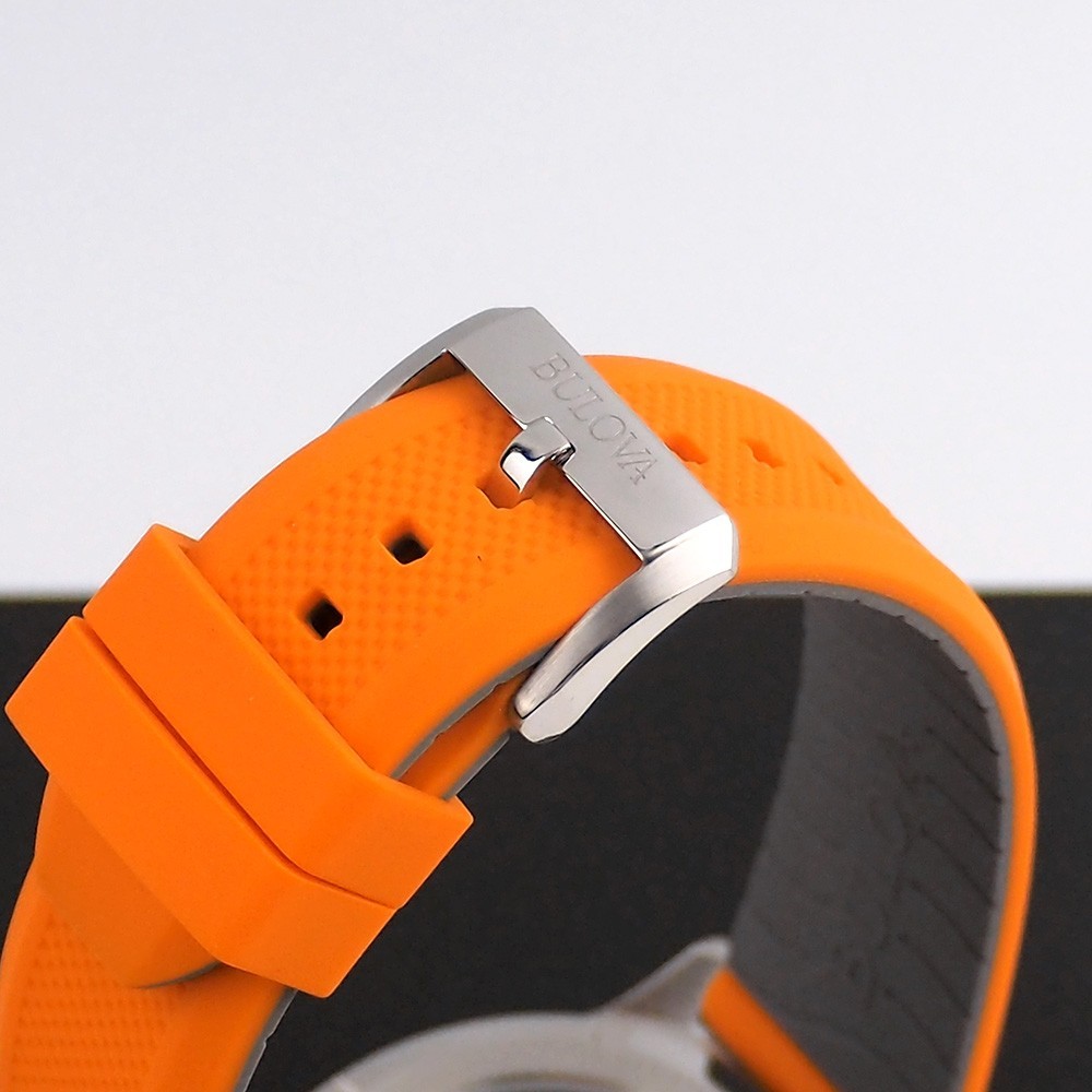 Bulova Marine Star Series A 98A226 Orange Silicone Strap Men’s Automatic Watch