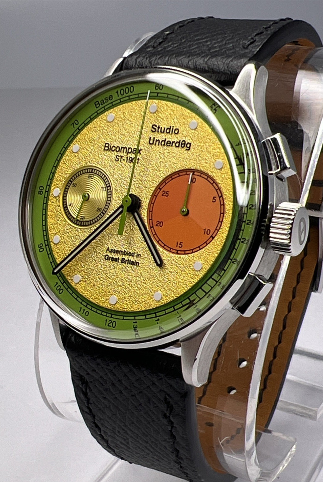 Studio Underdog Avocado 38.5mm Steel Chronograph Wind Up Watch w/ Box & Papers