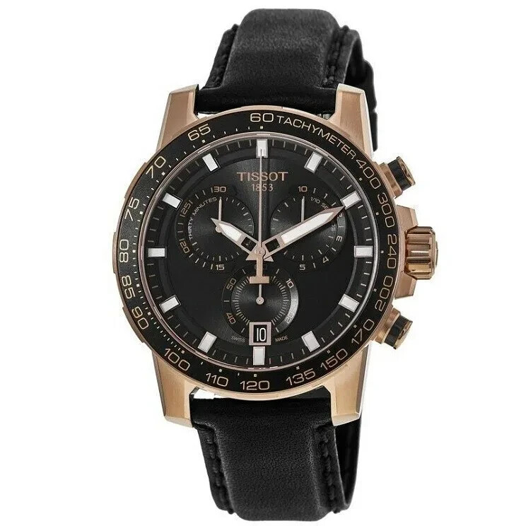 Tissot Supersport Chrono Black Dial Black Leather Mens Watch T125.617.36.051.00