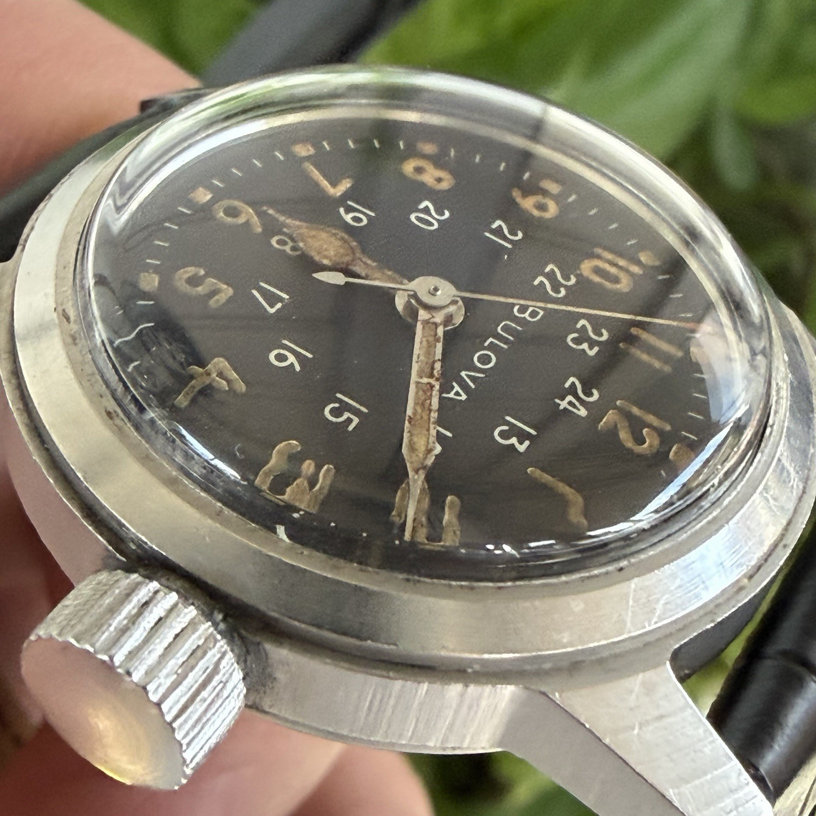 Vintage BULOVA Navigator MIL-W-3818A US Military Issued Manual Wristwatch RUNS!