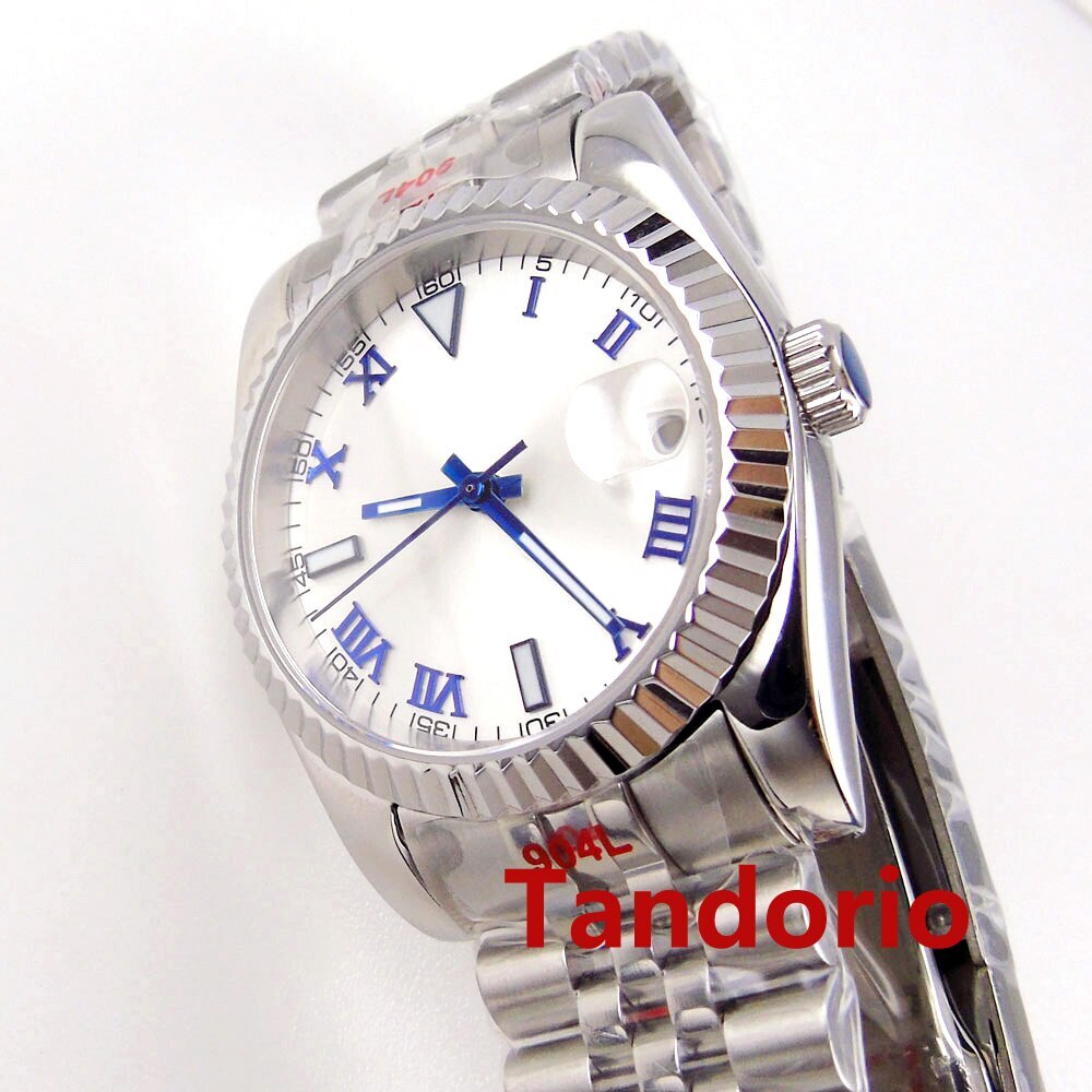 36mm/39mm Silver Sunburst Dial Fluted Bezel Sapphire Glass NH35 PT5000 Men Watch