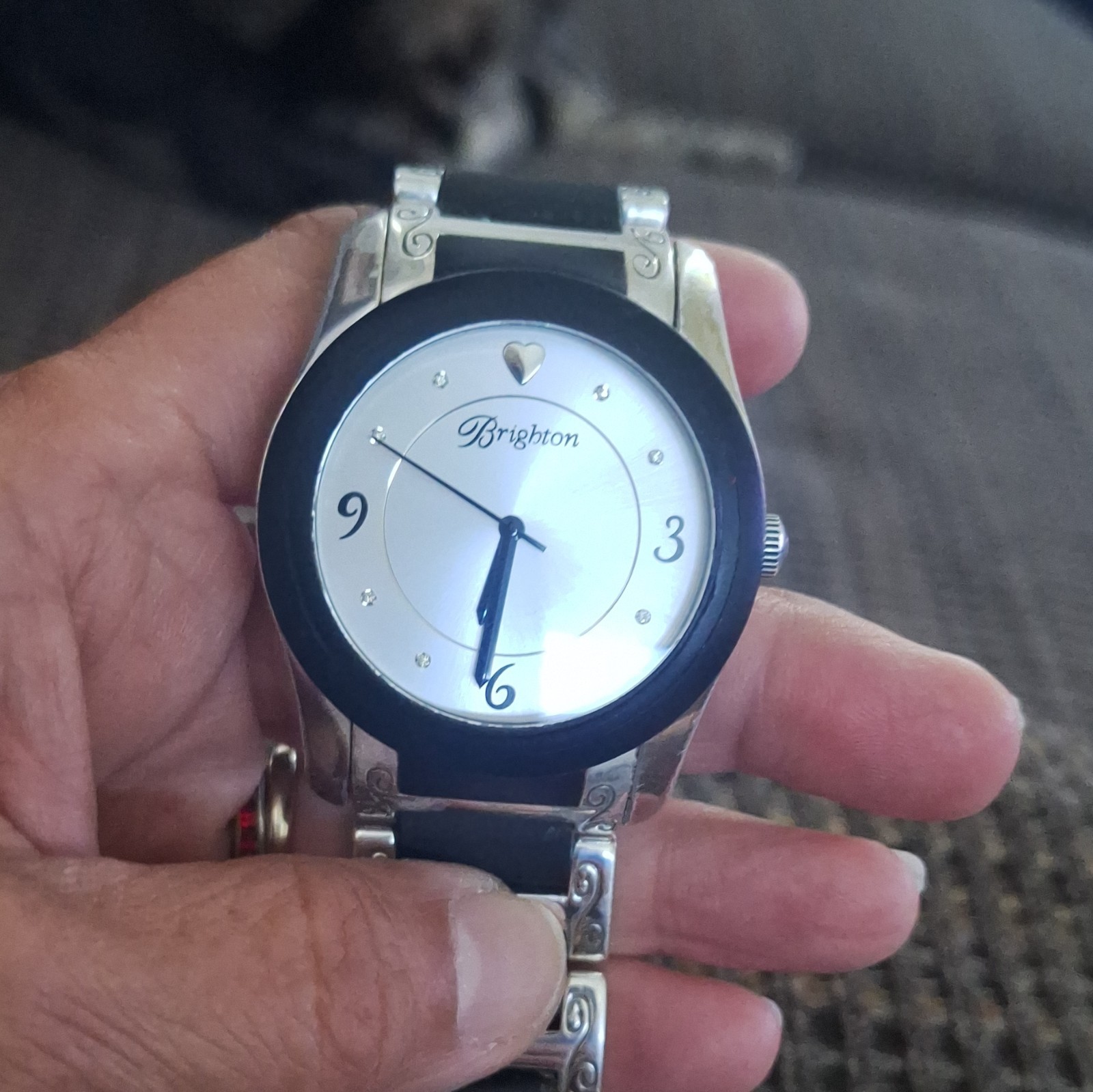 Brighton Brooklyn Women’s Quartz Analog Watch White Dial Black/Silver Bracelet