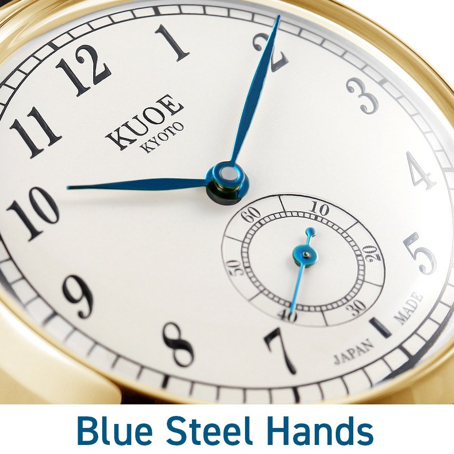 KUOE KYOTO OLD SMITH 90-007 Small Seconds Automatic Blue Hands Black Strap 35mm