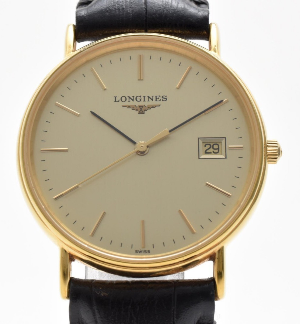 LONGINES Grande Classic L4.720.2 Gold Dial Date Day Qz Men’s Watch JAPAN [Exe+5]